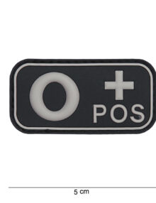 Patch 3D PVC blood type O+ positive black
