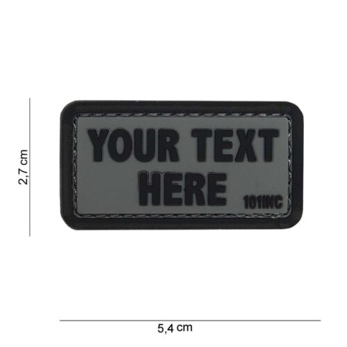 Patch 3D PVC Your text here grey/black letters