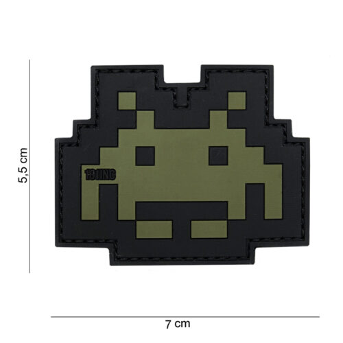 Patch 3D PVC Space invader green/black