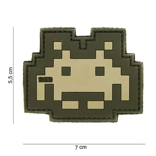 Patch 3D PVC Space invader sand/green