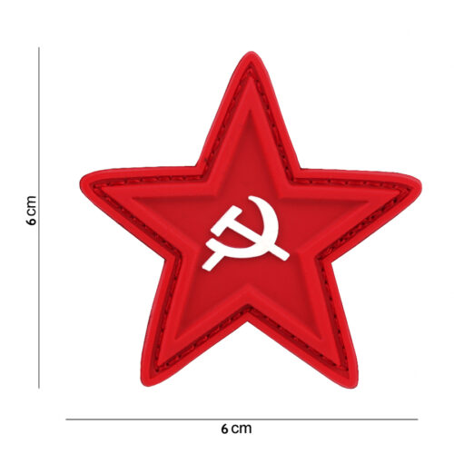 Patch 3D PVC red star with hammer and sickle