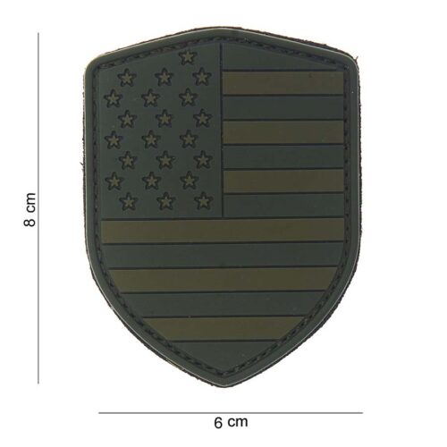 Patch 3D PVC shield USA green
