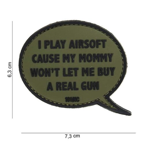 Patch 3D PVC I play airsoft green