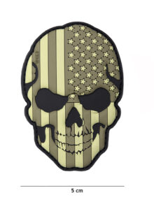 Patch 3D PVC skull USA subdued