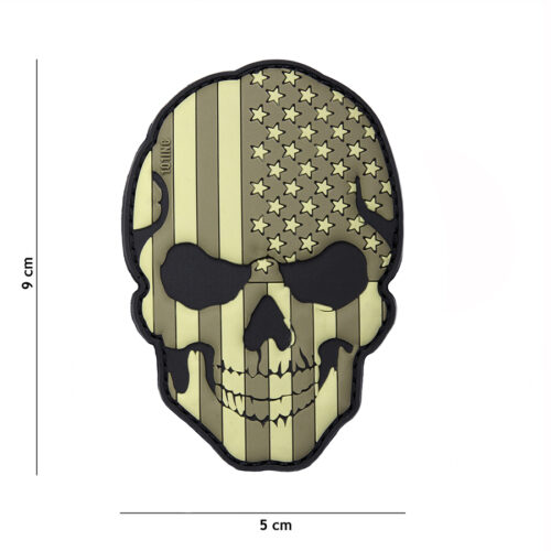 Patch 3D PVC skull USA subdued