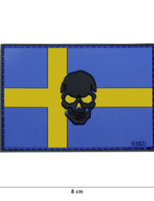 Patch 3D PVC flag Sweden + skull