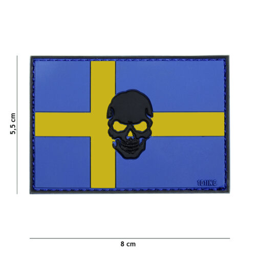 Patch 3D PVC flag Sweden + skull