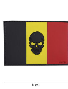 Patch 3D PVC flag Belgium + skull