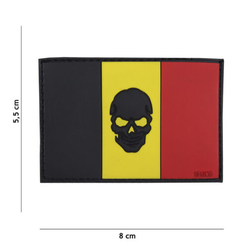 Patch 3D PVC flag Belgium + skull