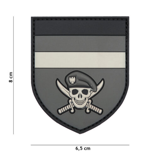 Patch 3D PVC German Commando skull grey #2067 | 2