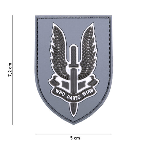Patch 3D PVC WHO Dares Wins grey #6100 | 2