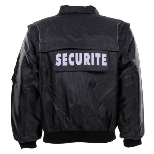 Security jakke med lynlås ærmer - back