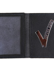 Leather ID-holder with V - Black